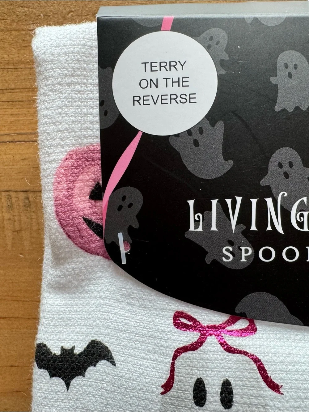 Coquette Ghosts with Sparkly Pink Bows Pumpkins & Bats Halloween Hand Towel Set